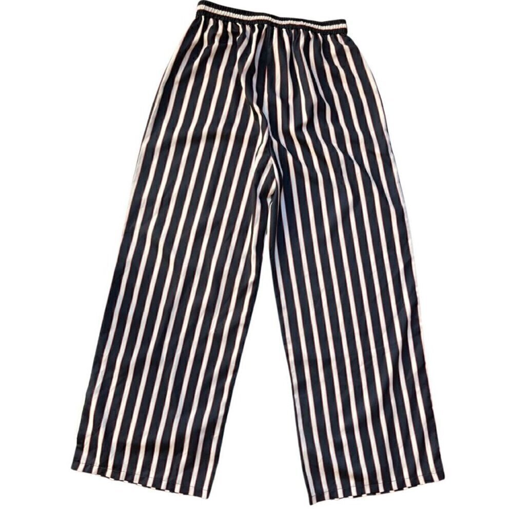 Madisonne Womens Blue Striped Drawstring Wide leg Pants Size S - Picture 10 of 14